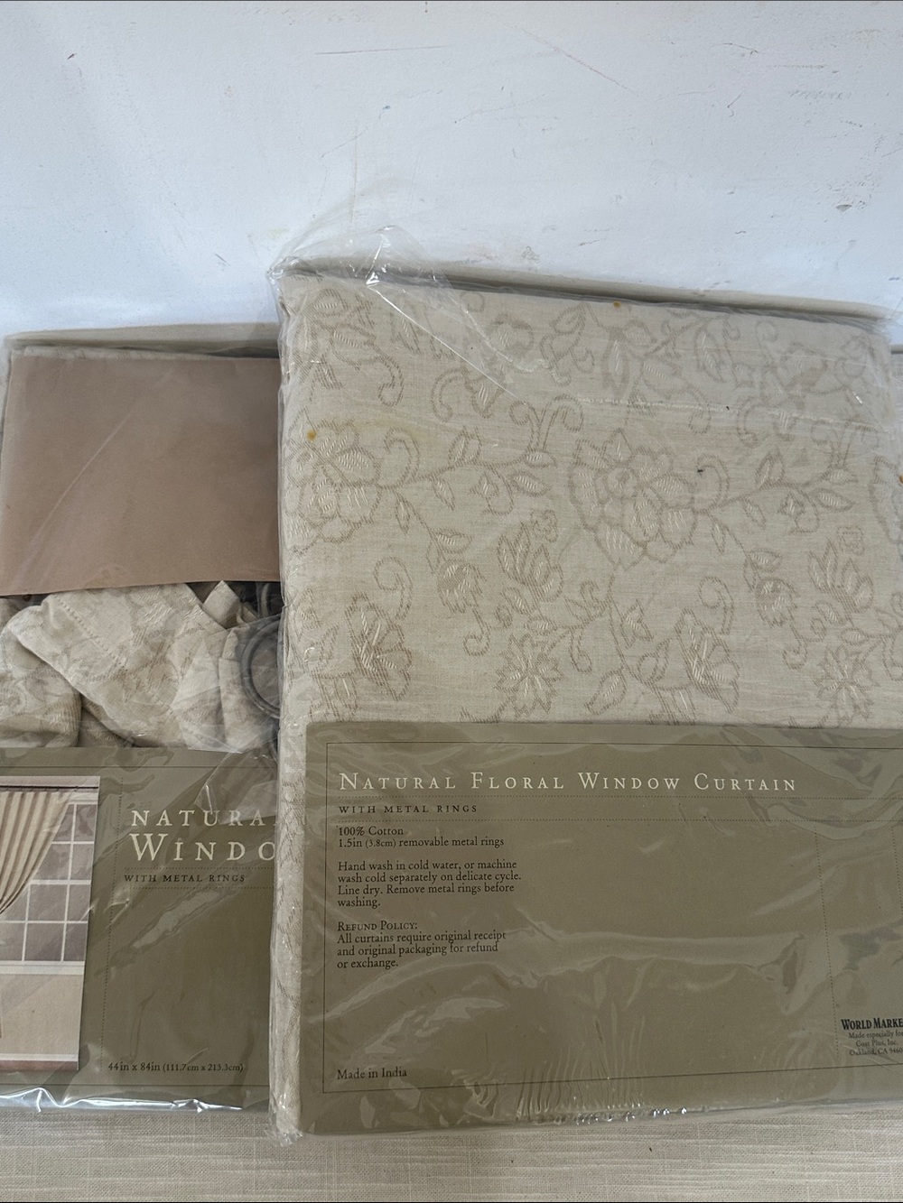 🥕 NWT Set of 2 World Market Window Curtains with Metal Rings